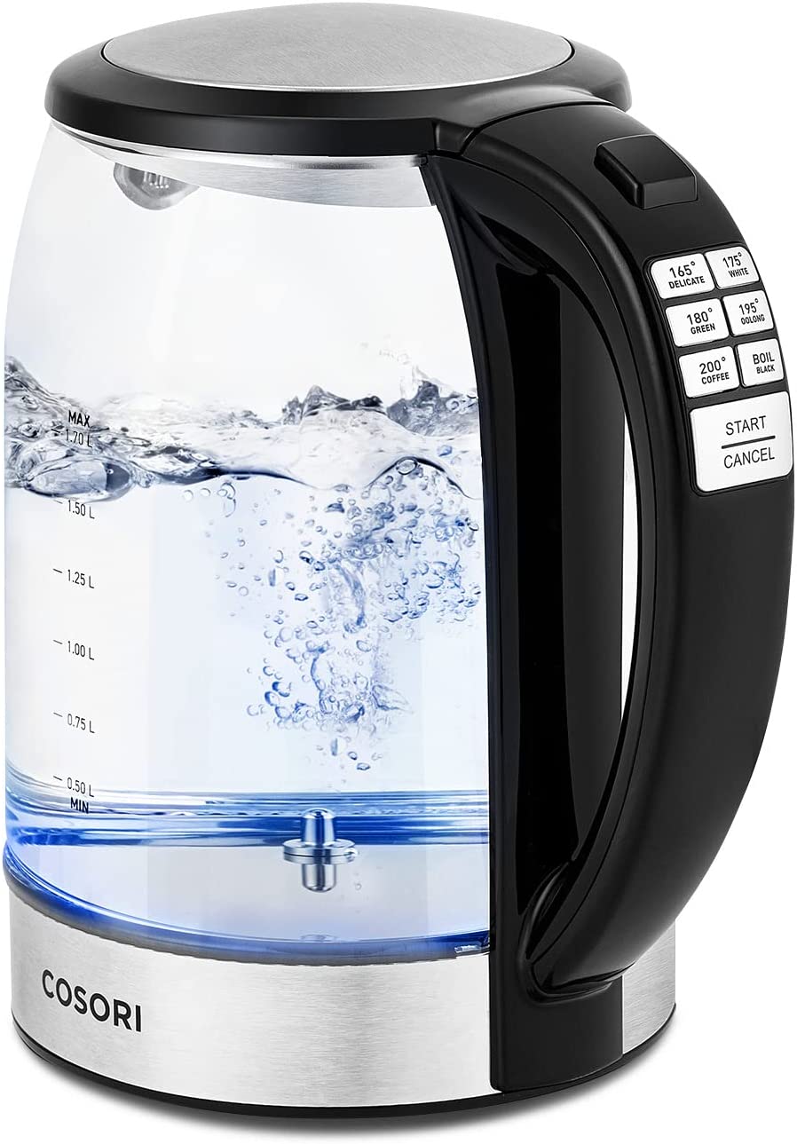 Kenmore 1.7L Glass Electric Kettle, Digital Temperature Control With 4  Pre-Sets, Black