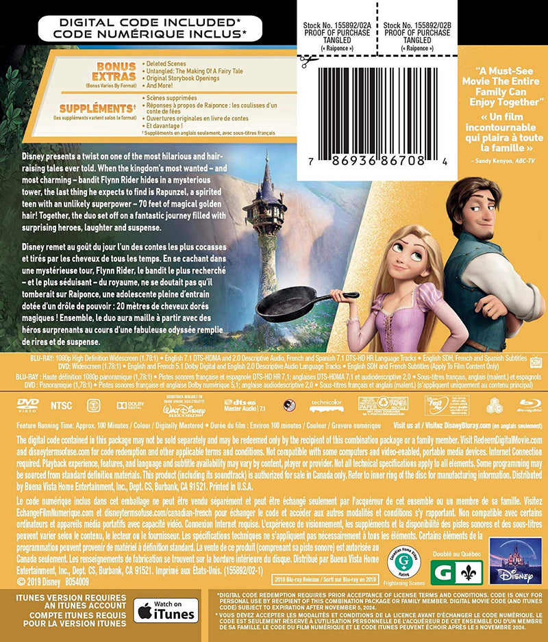 Tangled Raiponce (Blu-ray + DVD + Digital)