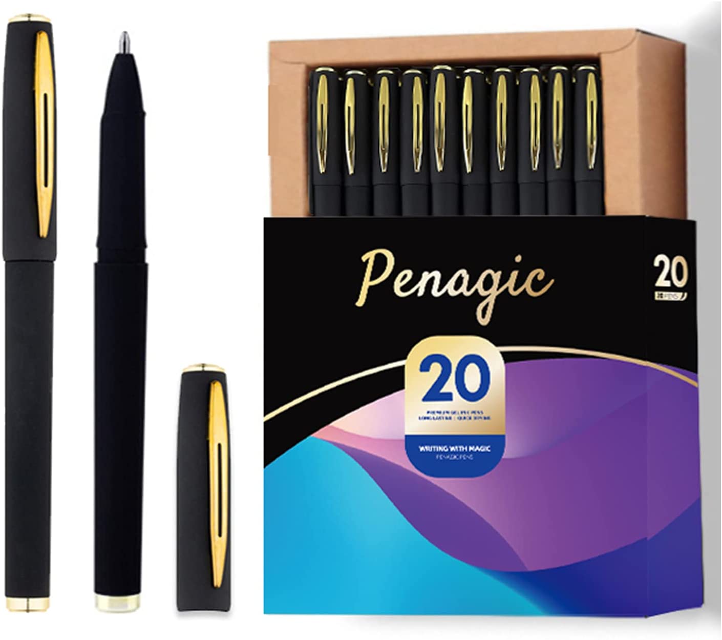 Penagic - Gel Pens 12 Colors, Ball Fine Point, 0.5 mm Ink Note Taking Pens  for Japanese Korean Office School Stationery Supplies (Assorted, 12-Count)