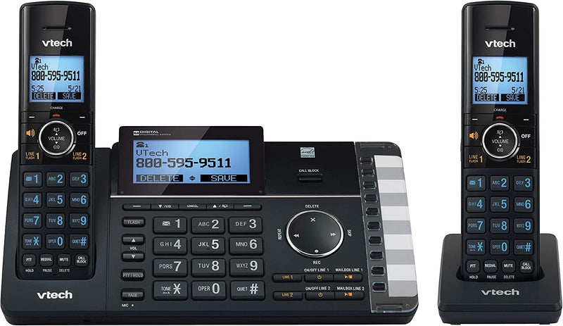 VTech DS6251-2 Dect_6.0 2-Handset 2-Line Landline Telephone, Black