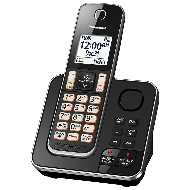 Panasonic KXTGC392B 2-Handset Cordless Phone with Answering Machine, Black