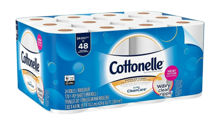 Cottonelle Ultra Comfort Toilet Paper with Cushiony CleaningRipples  Texture, Strong Bath Tissue, 24 Family Mega Rolls (24 Family Mega Rolls =  108