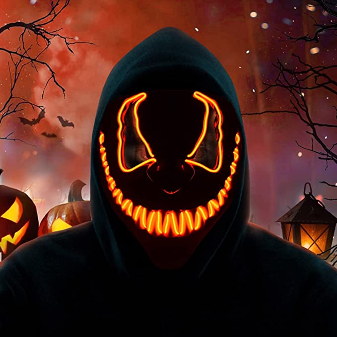 Anroll Halloween Mask LED Light Up Mask for Festival Cosplay Halloween  Costume