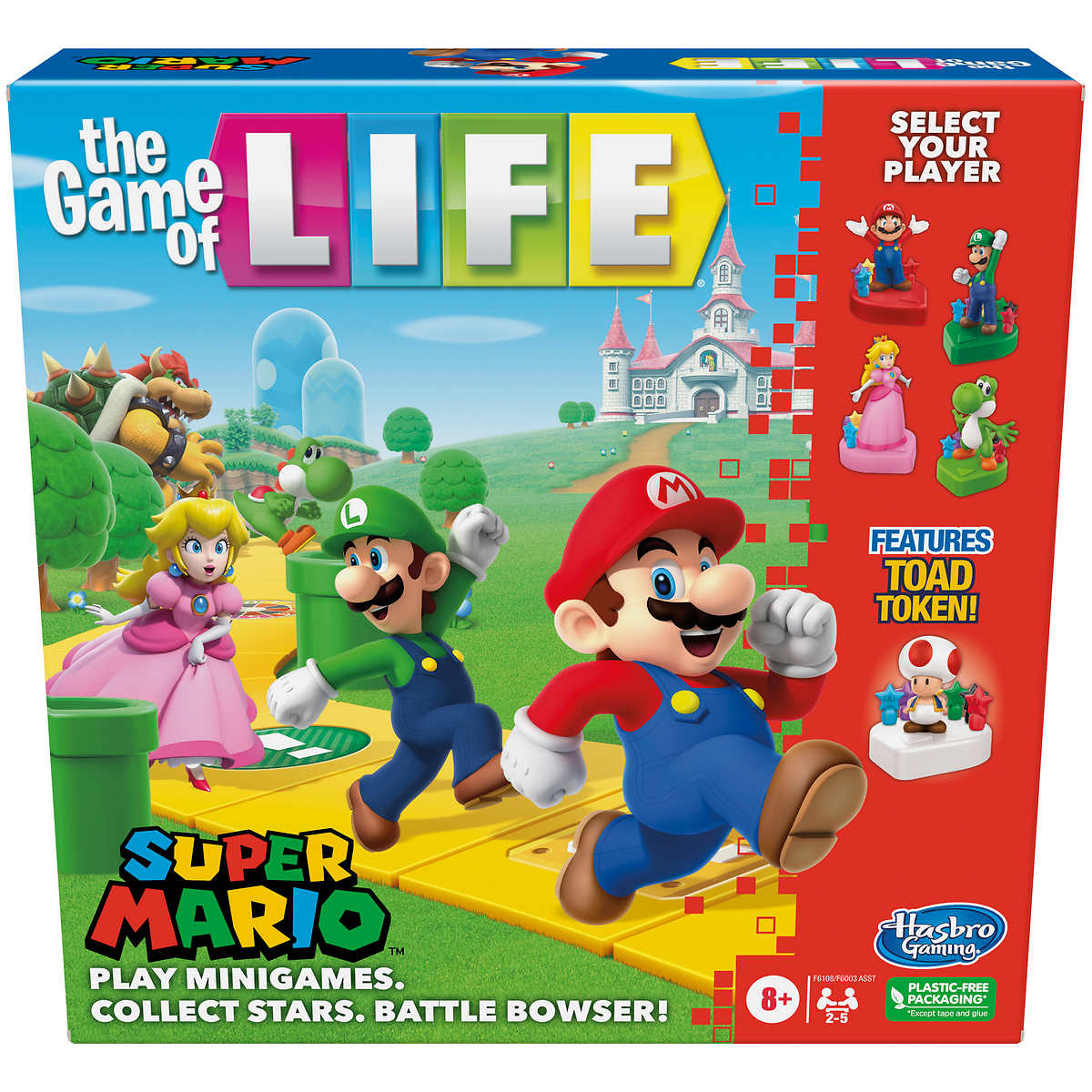  Hasbro Gaming The Game of Life: Super Mario Edition Board Game  for Kids Ages 8 and Up, Play Minigames, Collect Stars, Battle Bowser : Toys  & Games