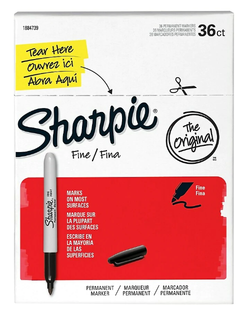 Sharpie Fine Tip Permanent Markers, Black, 36 Pack