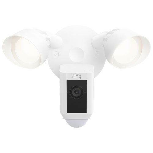 White Floodlight Cam with Wired Connection - 1080p IP Camera