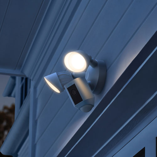 White Floodlight Cam with Wired Connection - 1080p IP Camera