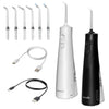 Cordless Water Flosser 2-Pack, Rechargeable Portable Oral Irrigator, Waterproof Dental Flosser with 8 Tips, 2 Pressure Settings, White & Black
