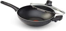 Wok Pan, Wok with Lid, Nonstick Wok Pan, Thermo-Spot Heat Indicator, 30cm, Black