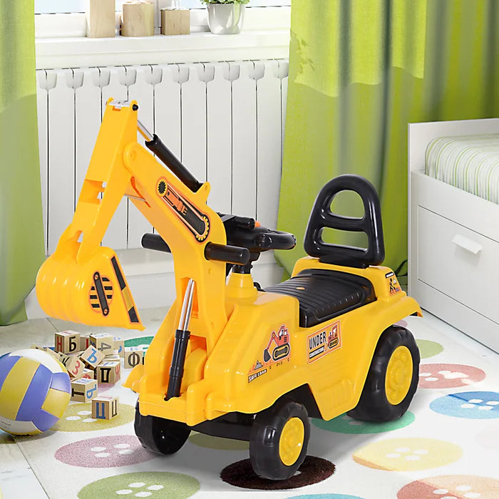 3 In 1 Ride On Excavator Toy Pulling Cart Pretend Play Construction Truck