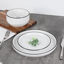 12-Piece Black Rim Stoneware Dinnerware Set, Plates & Bowls, Modern Tableware Set for Everyday Dining, Kitchen & Home