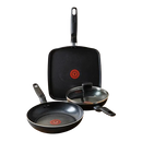 Essential Non-Stick Grill & Frypan Combo – 4-Piece Set (Black)