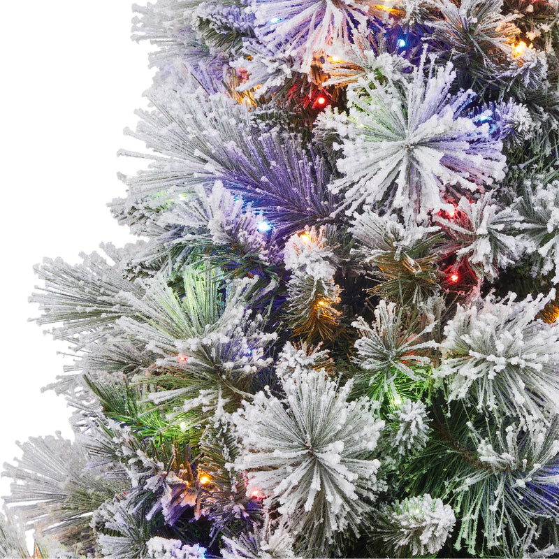 4.5ft Pre-Lit Glitter Flocked Potted Artificial Christmas Tree