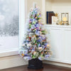 4.5ft Pre-Lit Glitter Flocked Potted Artificial Christmas Tree