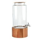 Studio TU 8.3 L (2.2 gal.) Glass Drink Dispenser with Acacia Wood Stand