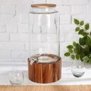 Studio TU 8.3 L (2.2 gal.) Glass Drink Dispenser with Acacia Wood Stand