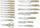 Studio-Cuisine 18-Piece Stainless Steel Peened Knife Block Set, Honing Steel, Utility Shears, 8 Steak Knives