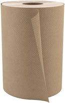 Strong & Absorbent 1-Ply Hand Roll Towels - Fits Universal Dispensers - 600 Sheets per Roll, 12 Rolls per Box - Natural Brown
