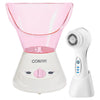 Facial Sauna & Sonic Cleansing Brush Set, 2-Piece Facial Steamer and Rechargeable Cleansing Brush, 3 Speed Settings, Waterproof