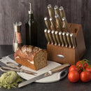 Studio-Cuisine 18-Piece Stainless Steel Peened Knife Block Set, Honing Steel, Utility Shears, 8 Steak Knives