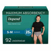 Maximum Absorbency Small/Medium Men’s Disposable Incontinence Underwear – 92 Count, Odor Control, Super Absorbent Protection