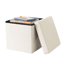 15-Inch Foldable Storage Cube Ottoman with Cushioned Seat, Collapsible Storage Box for Clothes Toys and Blankets, Footrest Organizer