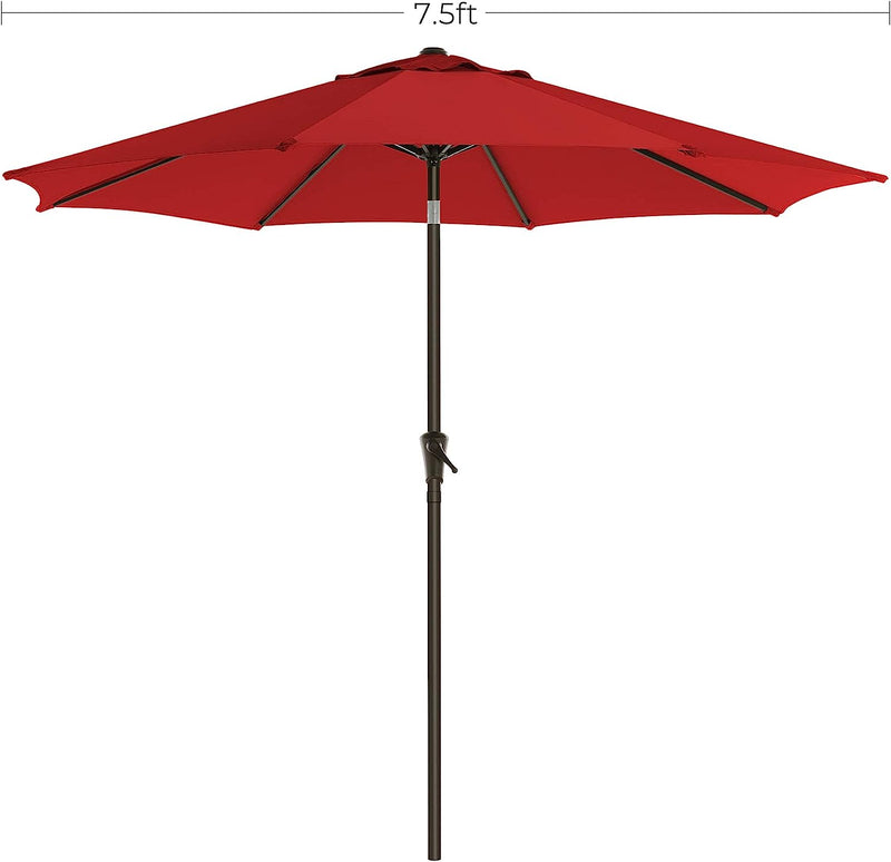 SONGMICS 7.5 ft Outdoor Table Umbrella, 8 Ribs, UPF 50+, Tilt and Crank for Deck, Patio, Garden, Pool