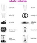 Compact Personal Blender System – 11-Piece Set, Silver