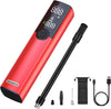 Tire Inflator Bike Pump, Air Pump for Car, Bike, Scooter Tires, Rechargeable Air Compressor Pump with Schrader, Presta, Dunlop Valve Adapters (Bp188 Red)