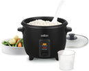 Salton 6-Cup Automatic Rice Cooker | Bonus Food Steaming Basket | Keep Warm Function | Ideal for Rice, Quinoa, and Oatmeal | 300W | Includes Non-Stick Rice Bowl, Measuring Cup & Spatula | Black