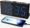Roxicosly Alarm Clocks for Bedrooms,Digital Clock with 7.5''Large LED Display,Dual Alarms,USB Charging Port,5 Brightness,4 Volume,Big Snooze,12/24H&DST, Battery Backup, AC Powered Alarm Clock for Kids/Christmas