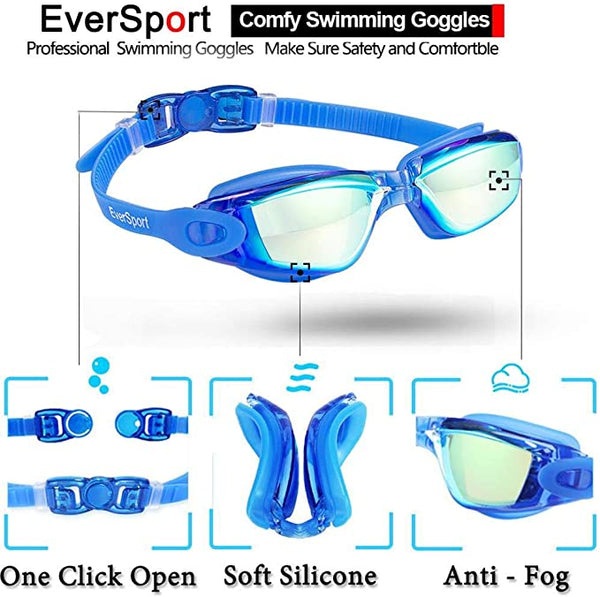eversport goggles EVERSPORT Swimming Goggles Anti Fog Anti-UV for Child Teens Youth 2 Pa