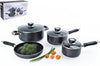 Alpine Cuisine Aluminum Cookware Set 7 Pc Set, Nonstick Coating Saucepan Dutch Oven Wok Pan Fry Pan with Riveted Fixed Handle & Glass Lid, Color Box Packing & Easy to Clean, Multiple Uses