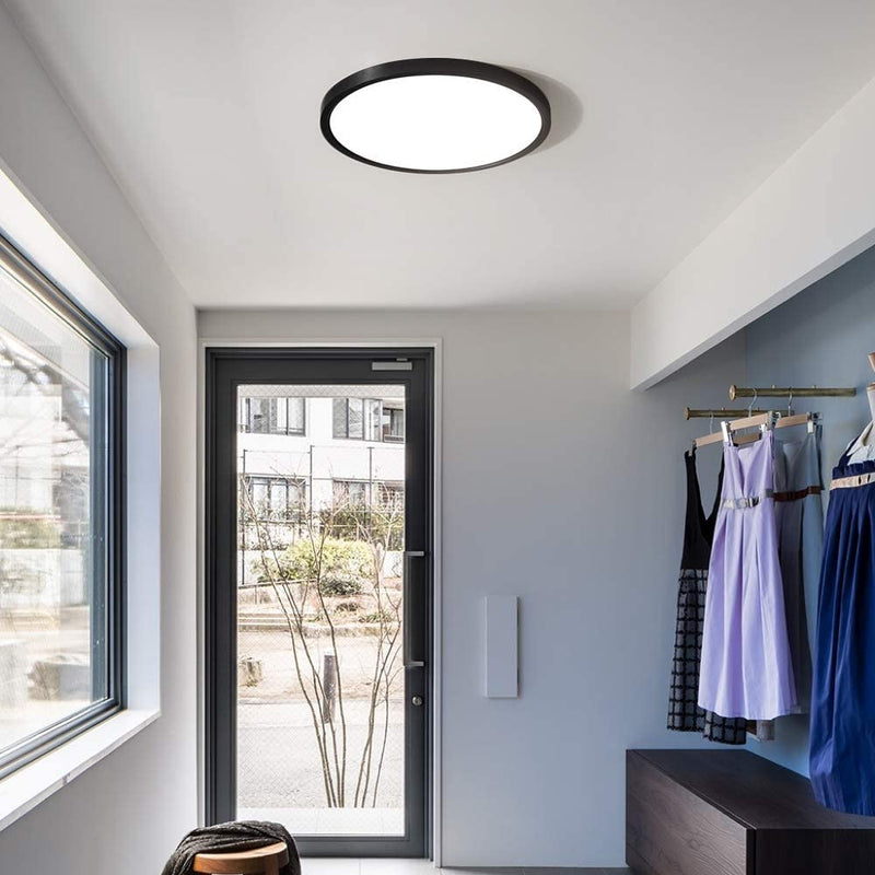 TALOYA Flush Mount LED Ceiling Light Fixture Black,12 Inch 20 Watt, Thin Ceiling Lamp Surface Mount for Kitchen Bedroom Utility Laundry
