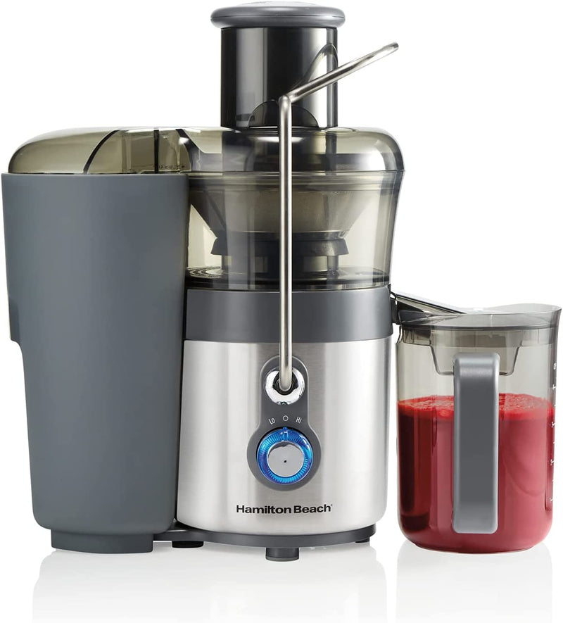 Hamilton Beach Juicer Machine, Centrifugal Extractor, Big Mouth 3" Feed Chute, Easy Clean, 2-Speeds, BPA Free Pitcher, Holds 40 oz. - 850W Motor, Silver