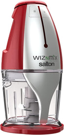 Salton WizNMix All-in-One Food Processor, Chopper & Blender, 750 ml Capacity, Red