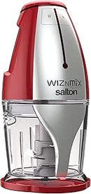 Salton WizNMix All-in-One Food Processor, Chopper & Blender, 750 ml Capacity, Red