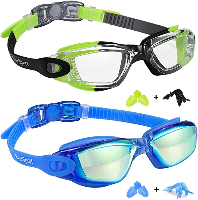 EVERSPORT  Swimming Goggles Anti Fog Anti-UV for Child Teens Youth 2 Pack
