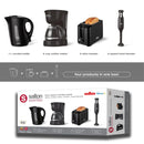 4-Piece Kitchen Appliance Set, 1L Electric Kettle, 5-Cup Coffee Maker, 2-Slice Toaster & 2-Speed Hand Blender, Black