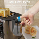 Anfilank Toaster 4 Slice with Countdown Timer, Extra Wide Slots for Bagels and Waffles, 6 Browning Settings, Removable Crumb Tray, Stainless Steel