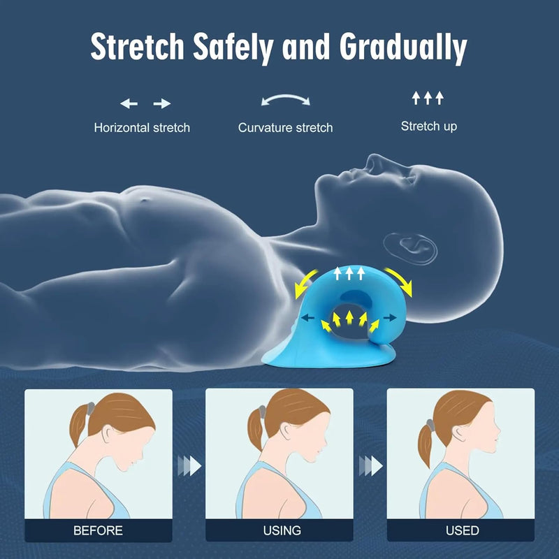 HENU Neck and Shoulder Relaxer - Ergonomic Support Pillow for Tension Relief & Comfort (Blue)