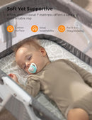 besrey Bassinet for Baby, 3 in 1 Portable Baby Bassinets Bed, Easy Folding Bedside Sleeper Crib, Quick-Fold for Newborn Infant, Compact Storage, Mattress and Mosquito Net Included
