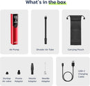 Tire Inflator Bike Pump, Air Pump for Car, Bike, Scooter Tires, Rechargeable Air Compressor Pump with Schrader, Presta, Dunlop Valve Adapters (Bp188 Red)