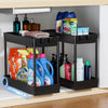 Cicilyna  2 Tier Bathroom Cabinet Organizers and Storage with Hook Black