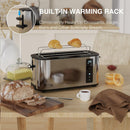 Long Slot 4 Slice Toaster, Countdown Timer, 6 Browning Settings, Cancel/Bagel/Defrost Functions, Built-in Warming Rack, Removable Crumb Tray, Extra-Wide Long Slots - Stainless Steel