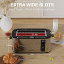 Long Slot 4 Slice Toaster, Countdown Timer, 6 Browning Settings, Cancel/Bagel/Defrost Functions, Built-in Warming Rack, Removable Crumb Tray, Extra-Wide Long Slots - Stainless Steel