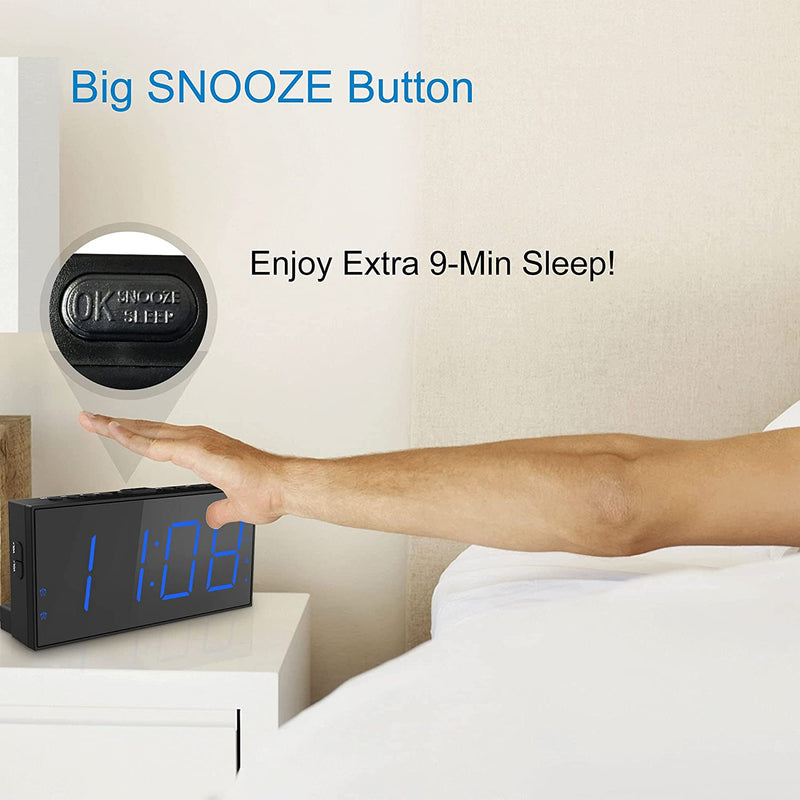 Roxicosly Alarm Clocks for Bedrooms,Digital Clock with 7.5''Large LED Display,Dual Alarms,USB Charging Port,5 Brightness,4 Volume,Big Snooze,12/24H&DST, Battery Backup, AC Powered Alarm Clock for Kids/Christmas