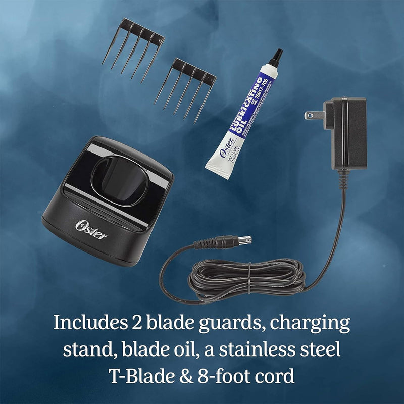 Oster Professional Cordless Hair Trimmer with Rechargeable Battery and Ergonomic Design, T-Finisher T-Blade Trimmer, Burgundy