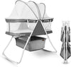besrey Bassinet for Baby, 3 in 1 Portable Baby Bassinets Bed, Easy Folding Bedside Sleeper Crib, Quick-Fold for Newborn Infant, Compact Storage, Mattress and Mosquito Net Included
