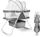 besrey Bassinet for Baby, 3 in 1 Portable Baby Bassinets Bed, Easy Folding Bedside Sleeper Crib, Quick-Fold for Newborn Infant, Compact Storage, Mattress and Mosquito Net Included